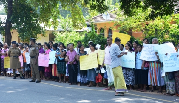 Demonstration  and Protest against transfer of a Divineguma  Officer
