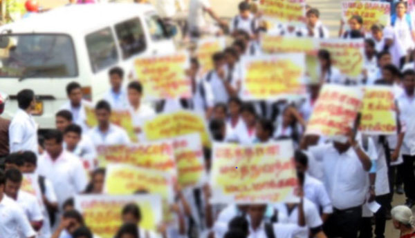 Karapitiya Medical Student Protesters face  Chillie Powder Mixed Water Treatment