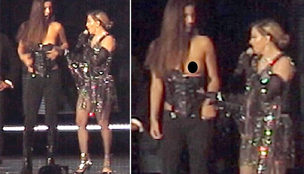 Madonna Invites Young Female Fan to Stage and Exposes Her Breast