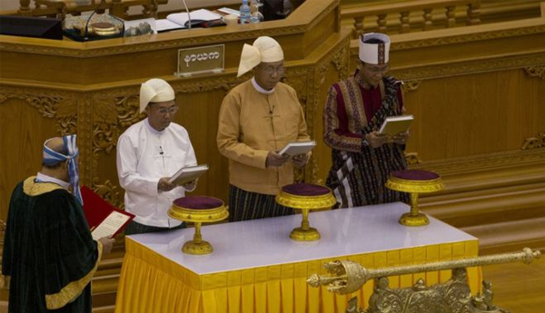 First Elected Civilian President Swears in Myanmar