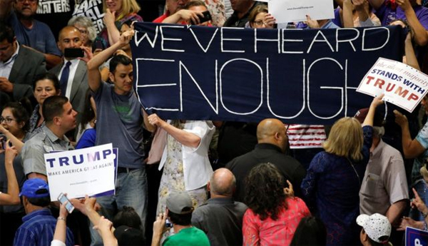 In US elections Donald Trump Faces Stiff Protest