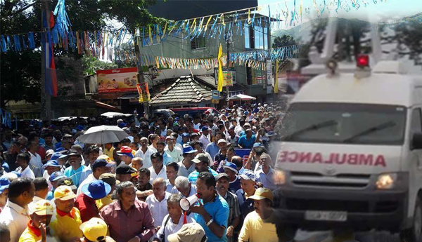 Alleged Empty Ambulance under Attack by Pada Yathra Participants