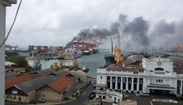 Fire at Colombo Harbour