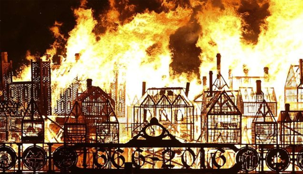 Great Fire of London Retold With wooden Replica Blaze