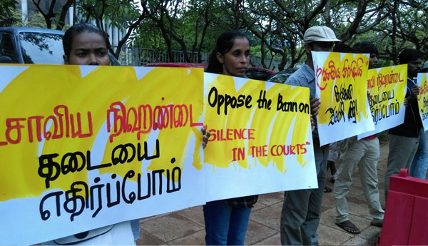 A  Protest Campaign Outside the Colombo District Court