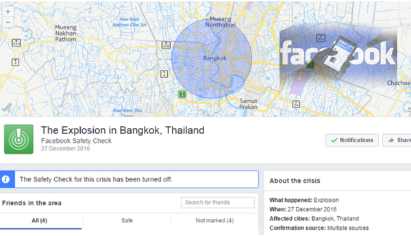 Facebook Safety Check Creates false Alarm in Bangkok