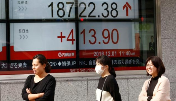 Asia Stocks Down, Dollar Posts Gains on Positive U.S. data