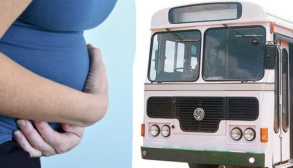 Forced Labour to clean a bus by a  Pregnant woman