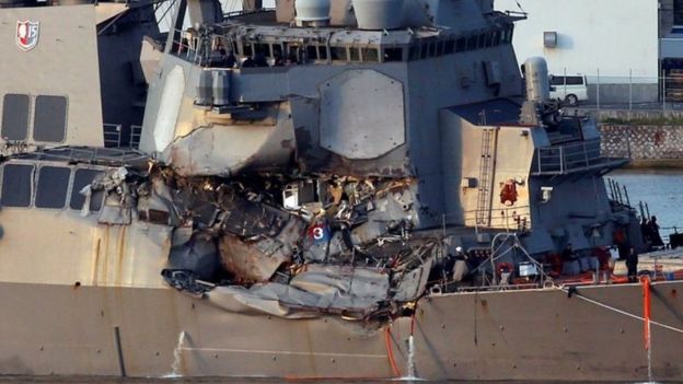USS Fitzgerald crash: Race to find seven missing navy crew