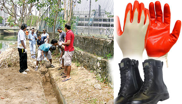 Publicity Seeking Politicians Wearing Gloves and Boots During Shramadana…………..