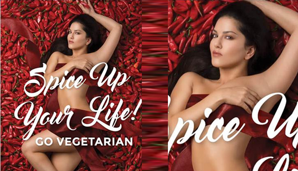 Sunny Leone outruns a bed of chillies in hotness quotient in new PETA ad, see photo