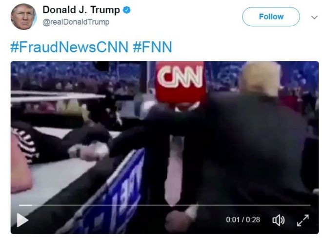 Donald Trump posts video clip of him ‘beating’ CNN in wrestling Donald Trump posts video clip of him ‘beating’ CNN in wrestling