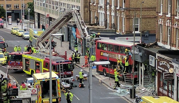 Passengers trapped after double-decker bus crash in London in Lavender Hill