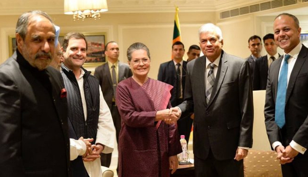 Sonia Gandhi Meets Srilankan   Premier Ranil Wickramasinghe