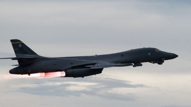 US B-1B bomber in attack drill show of force to North Korea