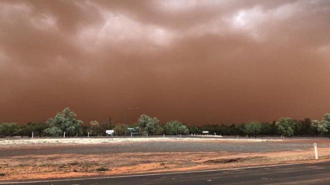 Dust Storm Blankets Australian Town in Orange