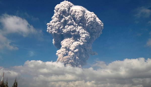 Indonesia’s Mount Sinabung Volcano Erupts, Spewing Ash Cloud into the Air and Threatening Flights