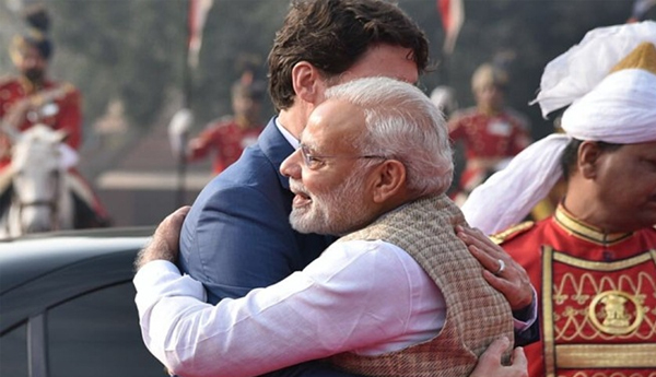 Canadian PM, Family Get Warm Welcome by PM Modi