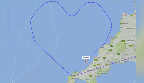 Virgin Atlantic Flight Takes Heart-Shaped Route for Valentine’s Day