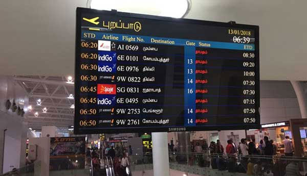 Hindi & Tamil Disappeared in Chennai Flight Information Board