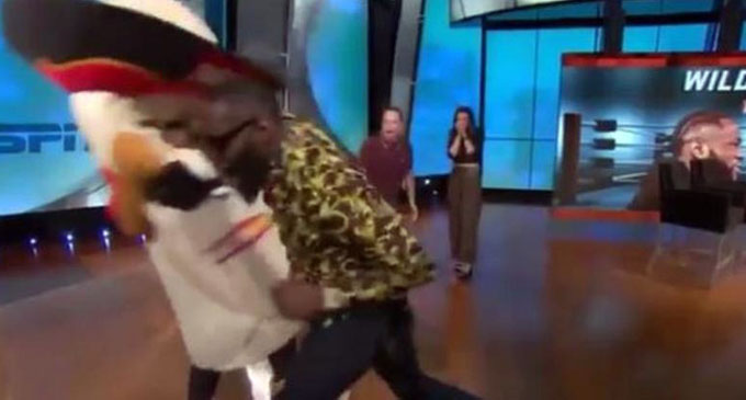 Deontay Wilder apologises for injuring mascot on television show