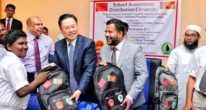 Minister Bathiudeen commends China’s support for schoolchildren in Mannar Minister Bathiudeen commends China’s support for schoolchildren in Mannar