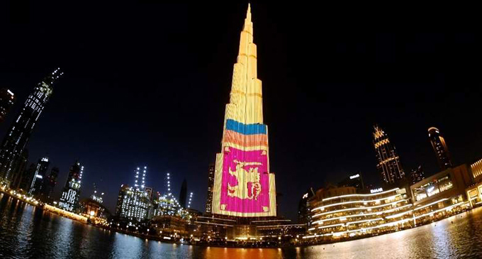 Dubai’s Burj Khalifa lights up with Sri Lanka flag