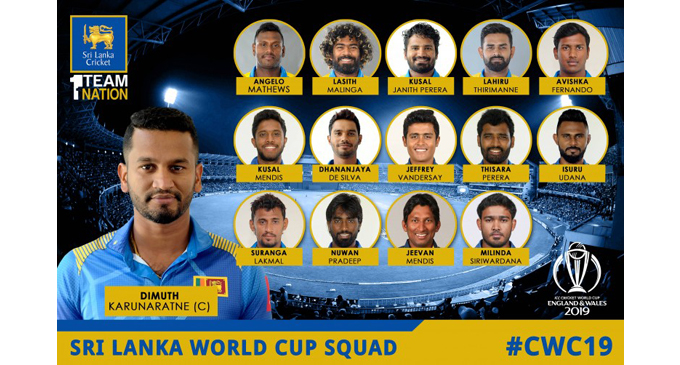 Sri Lanka squad for ICC Cricket World Cup 2019 announced