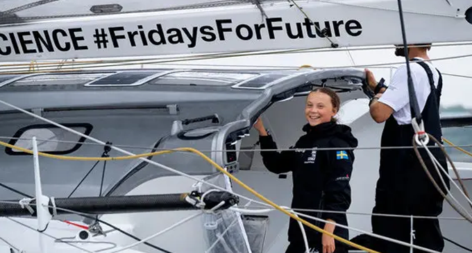Greta Thunberg, climate change activist, sails into New York City Greta Thunberg, climate change activist, sails into New York City