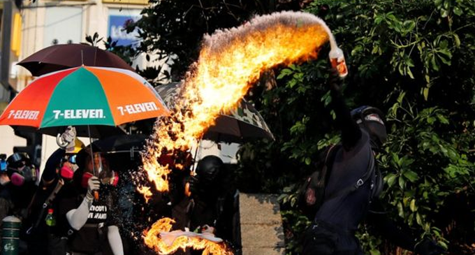 Hong Kong: Petrol bombs tossed at police in latest protest