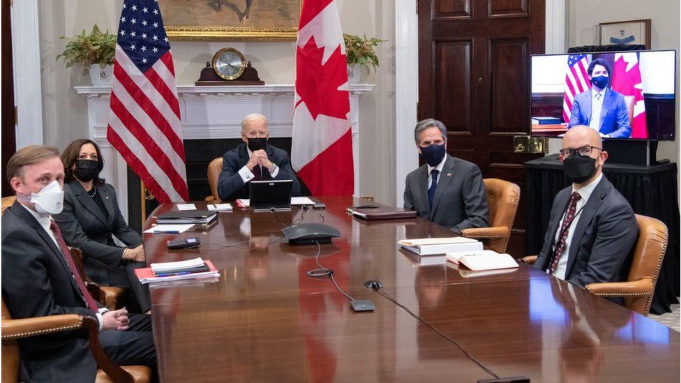 Biden holds first foreign meeting with Trudeau