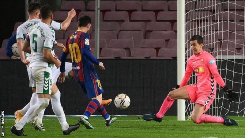 Messi scores twice in Barcelona win Messi scores twice in Barcelona win