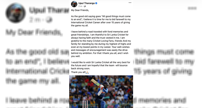 Upul Tharanga announces retirement from international cricket