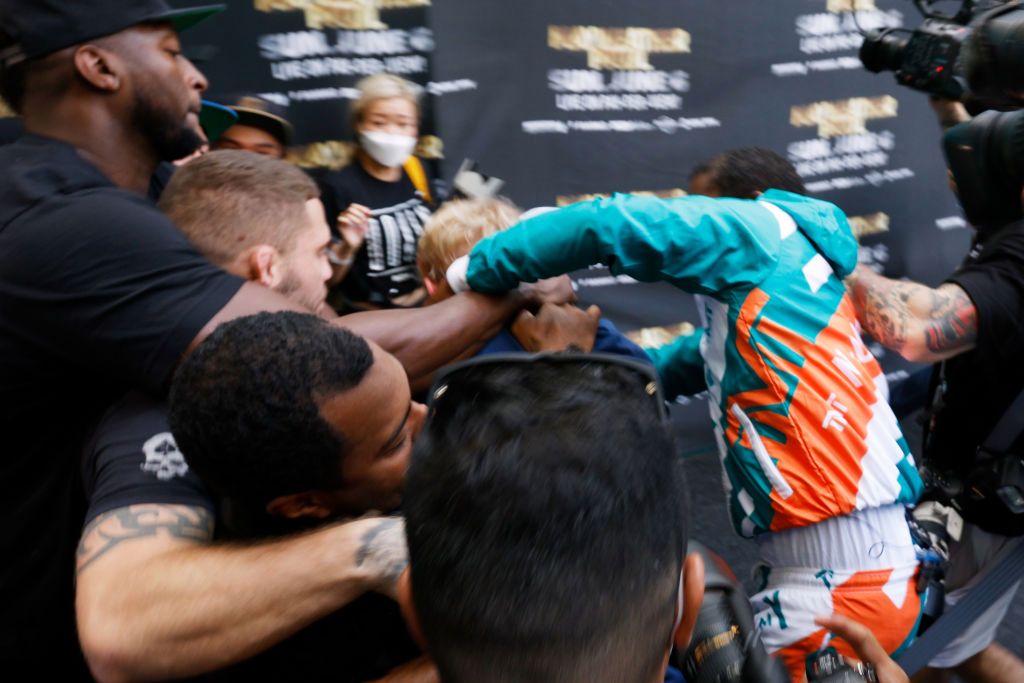 Floyd Mayweather brawls with Jake Paul at Logan Paul promotional event