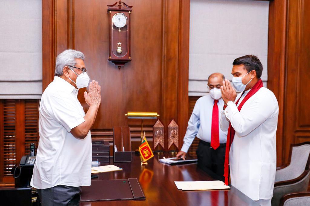 Namal Rajapaksa takes oath in new State Ministry Namal Rajapaksa takes oath in new State Ministry