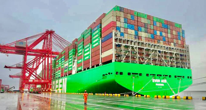 World’s largest container ship Ever Ace docks in Colombo