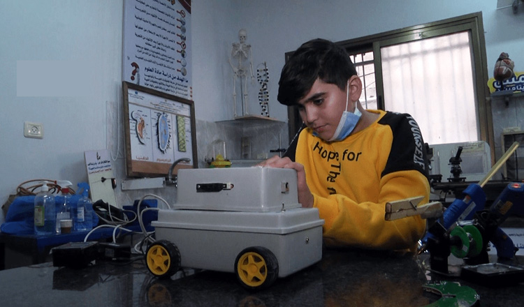 To assist people with visual impairment, a 12-years-old child invents special robot