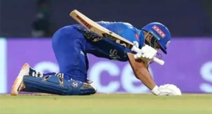 Mukesh Choudhary brings Ishan Kishan to his knees with searing yorker Mukesh Choudhary brings Ishan Kishan to his knees with searing yorker