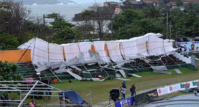 After heavy rain, stand collapses at Galle stadium