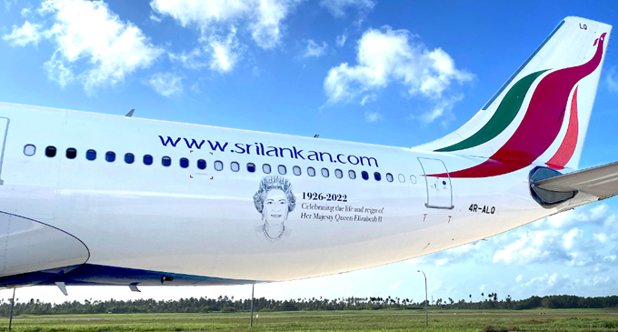 Sri Lankan Airlines displays livery of Queen Elizabeth II